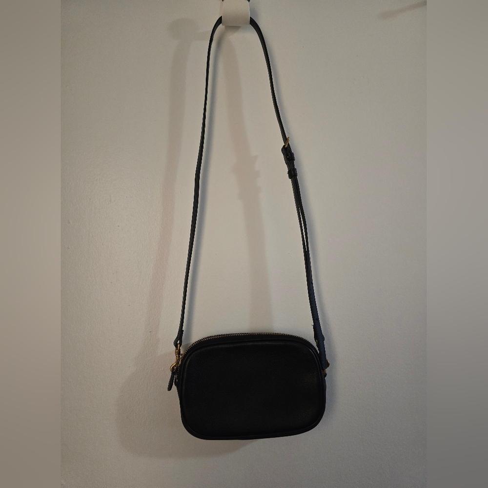 Auxiliary Black Crossbody Bag with Gold Hardware
